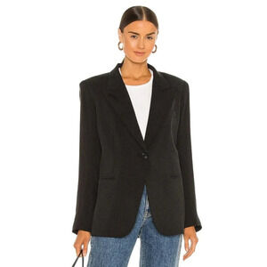 Smythe Single-Breasted Wool Blend Blazer Jacket Black Size 6
